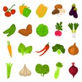 Color vegetables icons set for web and mobile design