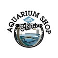 Color vintage aquarium shop emblem