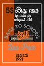 Color vintage back to school sale banner Royalty Free Stock Photo