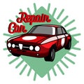 Color vintage Car repair emblem