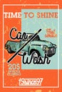 Color vintage car wash banner Royalty Free Stock Photo