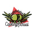 Color vintage cooking school emblem Royalty Free Stock Photo