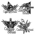 Color vintage cooking school emblems Royalty Free Stock Photo