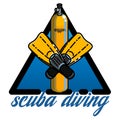 Color vintage diving emblem Royalty Free Stock Photo