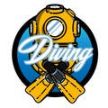 Color vintage diving emblem Royalty Free Stock Photo