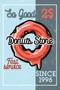 Color vintage donuts store banner