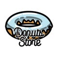 Color vintage donuts store emblem