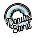 Color vintage donuts store emblem