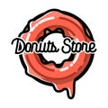 Color vintage donuts store emblem