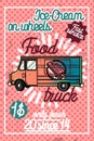 Color vintage Food truck poster Royalty Free Stock Photo