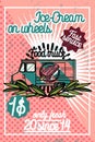 Color vintage Food truck poster Royalty Free Stock Photo