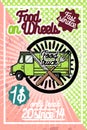 Color vintage Food truck poster Royalty Free Stock Photo