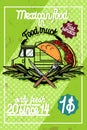Color vintage Food truck poster Royalty Free Stock Photo