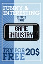 Color vintage game industry banner