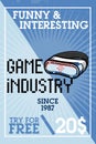 Color vintage game industry banner