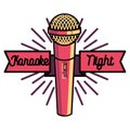 Color vintage karaoke emblems