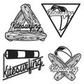 Color vintage kitesurfing emblems