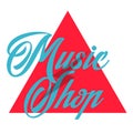 Color vintage music shop emblem Royalty Free Stock Photo