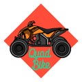 Color vintage quad bike emblem Royalty Free Stock Photo