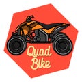 Color vintage quad bike emblem Royalty Free Stock Photo