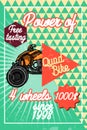 Color vintage quad bike poster Royalty Free Stock Photo