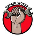 Color vintage repair workshop emblem