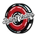 Color vintage roller Skates emblem