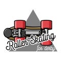 Color vintage roller Skates emblem