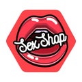 Color vintage sex shop emblem