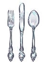 Color Vintage Silverware Royalty Free Stock Photo