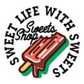 Color vintage sweets shop emblem