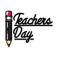 Color vintage teachers day emblem