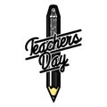 Color vintage teachers day emblem