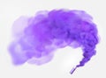 Color violet festive smoke bomb.Football fans torch firework. isolated fog or smoke, transparent special effect. Bright