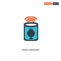 2 color voice assistant concept line vector icon. isolated two colored voice assistant outline icon with blue and red colors can