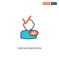 2 color voice authentication concept line vector icon. isolated two colored voice authentication outline icon with blue and red