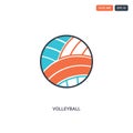 2 color volleyball concept line vector icon. isolated two colored volleyball outline icon with blue and red colors can be use for