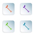 Color Walking stick cane icon isolated on white background. Set colorful icons in square buttons. Vector