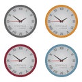 Color wall clock with Roman numerals - vector template set for design