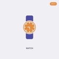 2 color Watch concept vector icon. isolated two color Watch vector sign symbol designed with blue and orange colors can be use for