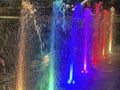 Color Water Fountain Jets at Night Architecture Royalty Free Stock Photo