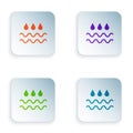 Color Wave with water drop icon isolated on white background. Set colorful icons in square buttons. Vector Royalty Free Stock Photo