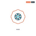 2 color whee concept line vector icon. isolated two colored whee outline icon with blue and red colors can be use for web, mobile