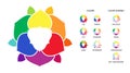 Color wheel with hue, tint, shades variations. Primary, secondary and supplementary color diagram. Color combinations schemes