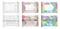 Color and white wet wipes package with flap Royalty Free Stock Photo
