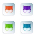 Color Wild west covered wagon icon isolated on white background. Set colorful icons in square buttons. Vector Royalty Free Stock Photo