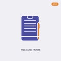 2 color wills and trusts concept vector icon. isolated two color wills and trusts vector sign symbol designed with blue and orange