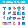 Color Window Cleaning Sign Icons Set Vector Royalty Free Stock Photo
