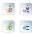 Color Wine bottle icon isolated on white background. Age limit for alcohol. Set colorful icons in square buttons. Vector Royalty Free Stock Photo