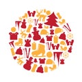 Color winter and xmas icon set in circle eps10